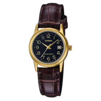Casio General LTP-V002GL-1B Dark Brown Leather Band Women Watch